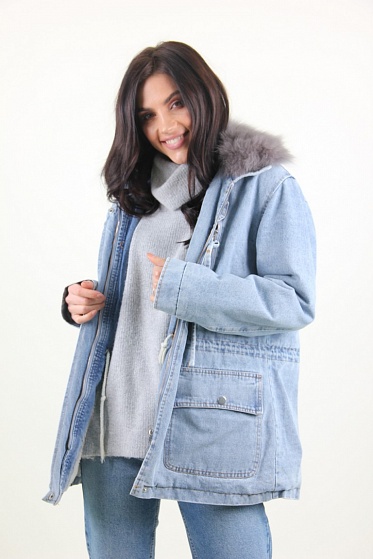 Куртка женская Джинс Lingjeer 405 меховая подкладка