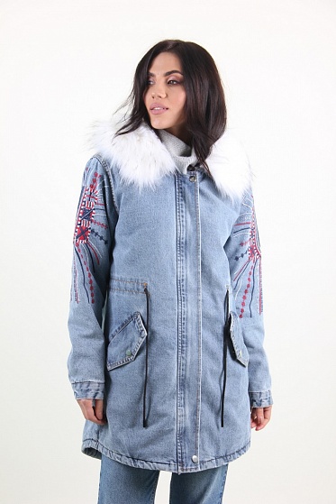 Куртка женская Джинс Lingjeer 6056 с мехом внутри