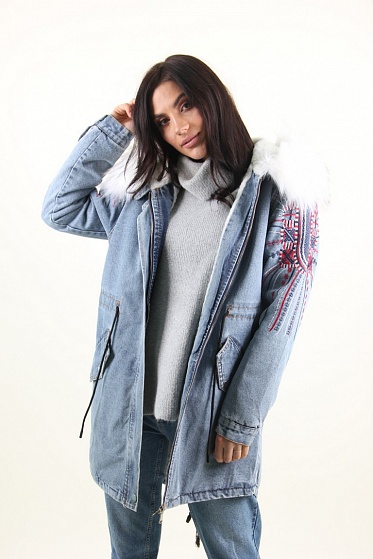 Куртка женская Джинс Lingjeer 6056 с мехом внутри