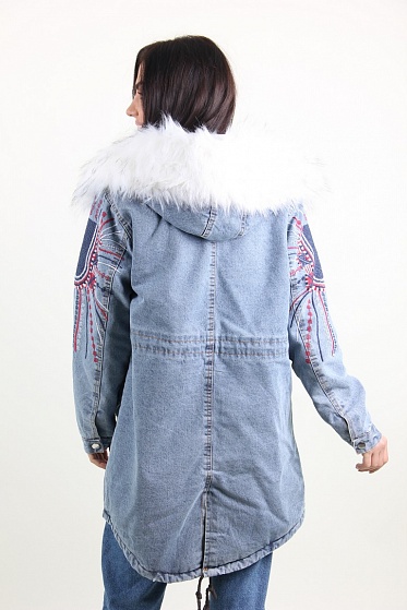 Куртка женская Джинс Lingjeer 6056 с мехом внутри