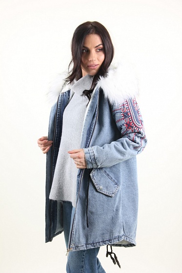 Куртка женская Джинс Lingjeer 6056 с мехом внутри
