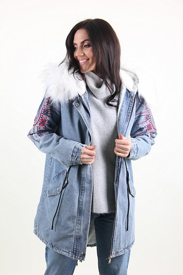 Куртка женская Джинс Lingjeer 6056 с мехом внутри