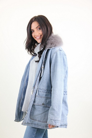 Куртка женская Джинс Lingjeer 405 меховая подкладка