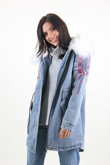 Куртка женская Джинс Lingjeer 6056 с мехом внутри